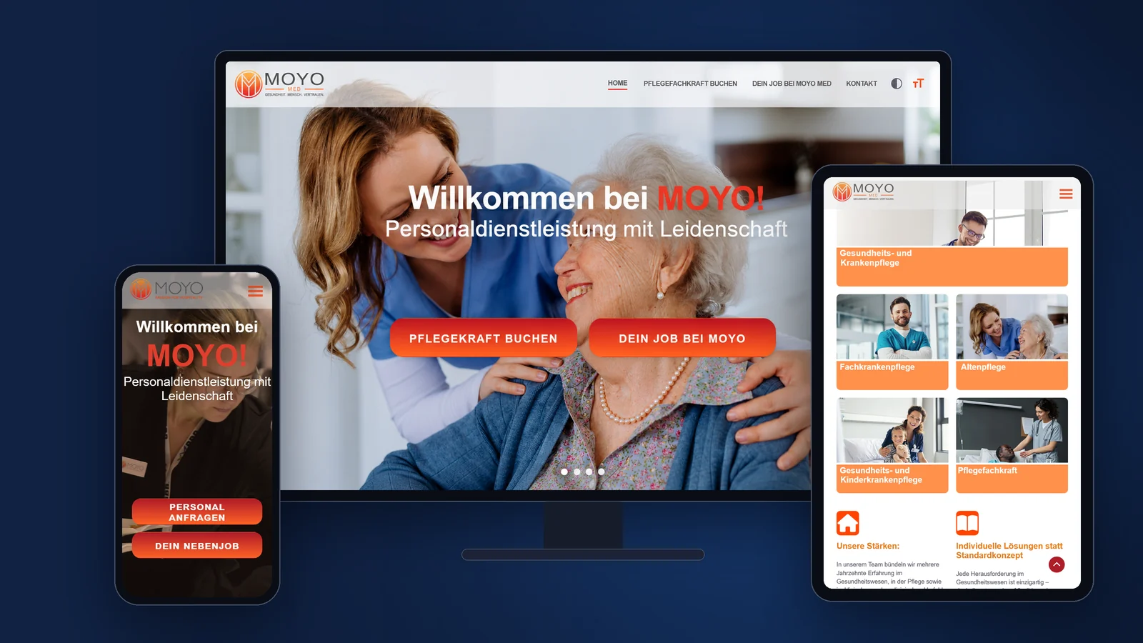 moyo-med.de und moyo.jobs auf Monitor, Tablet und Smartphone